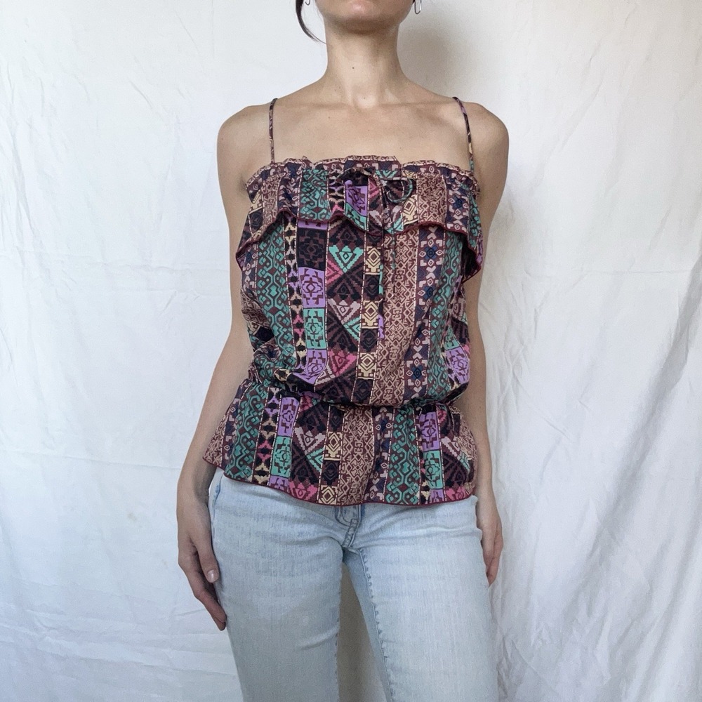 2000s Forever 21 Peplum Tank Top Boho Indie Sleaze Tumblr Festival
